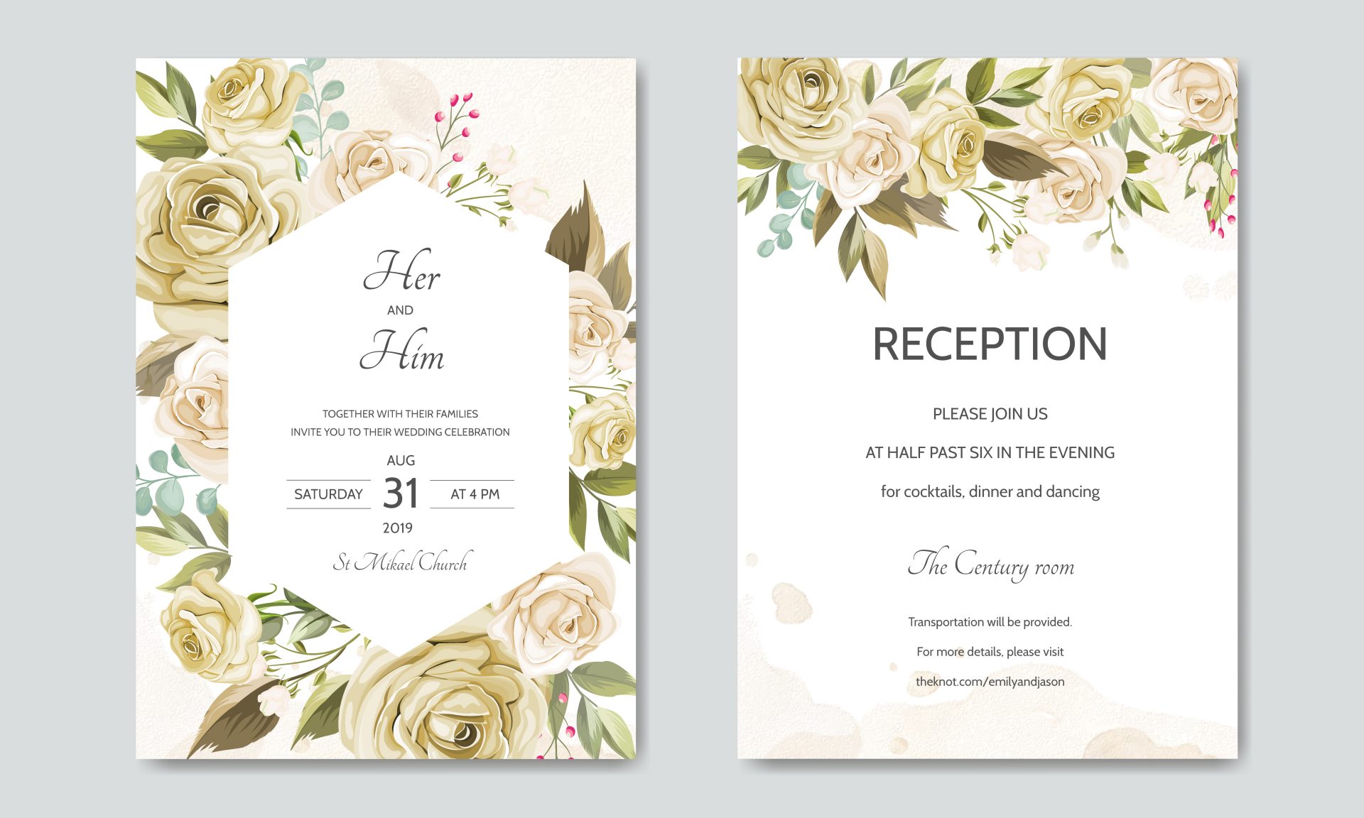 A sample of a wedding invitation