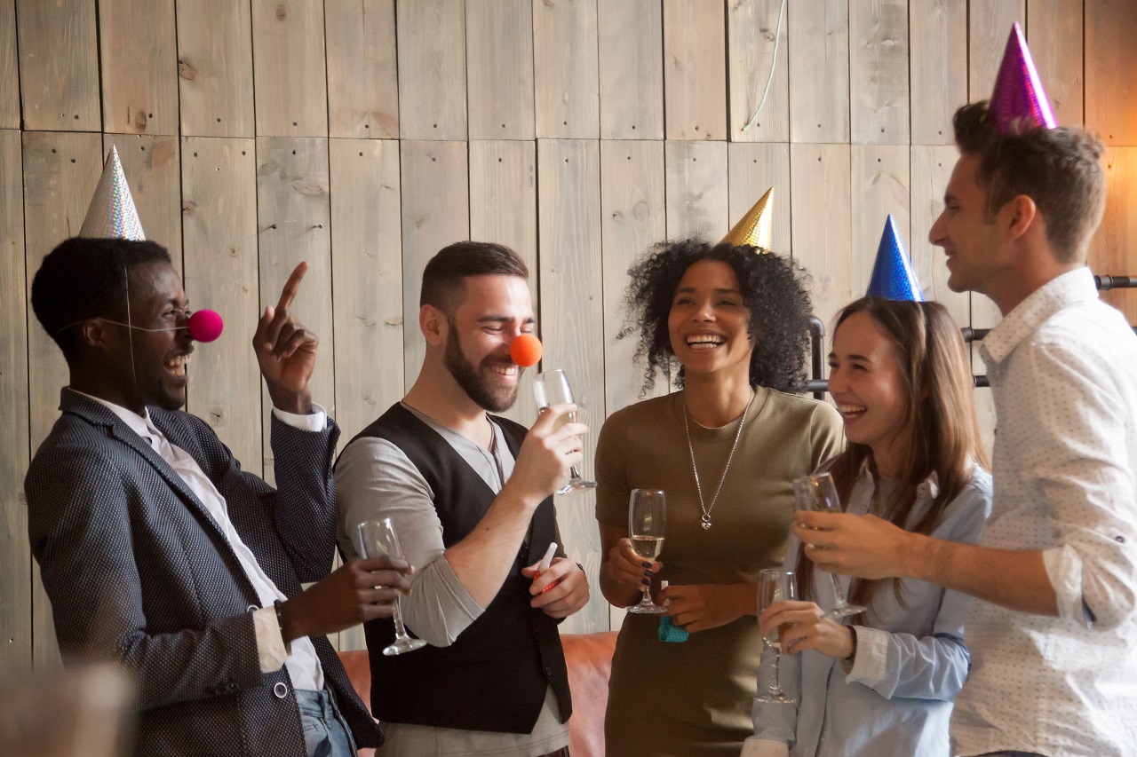 A group of friends having fun at a house party