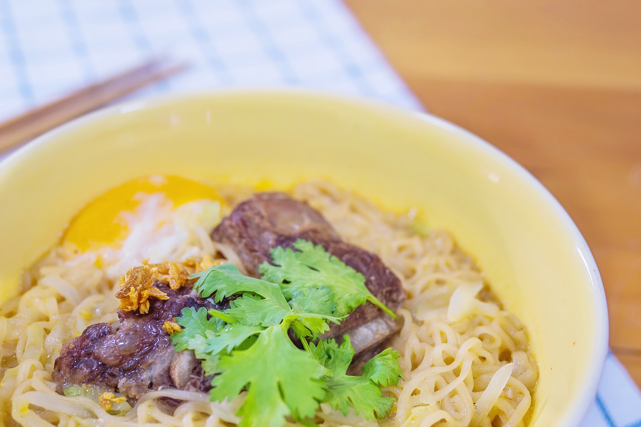 Close up of La Paz Batchoy Noodle Soup