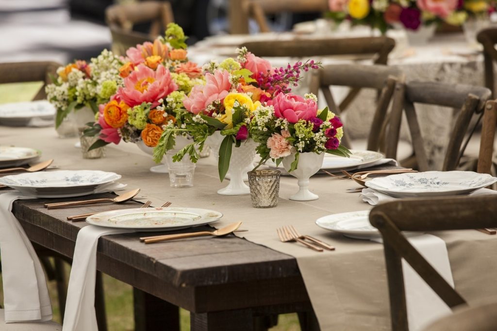 Antique place settings for wedding reception