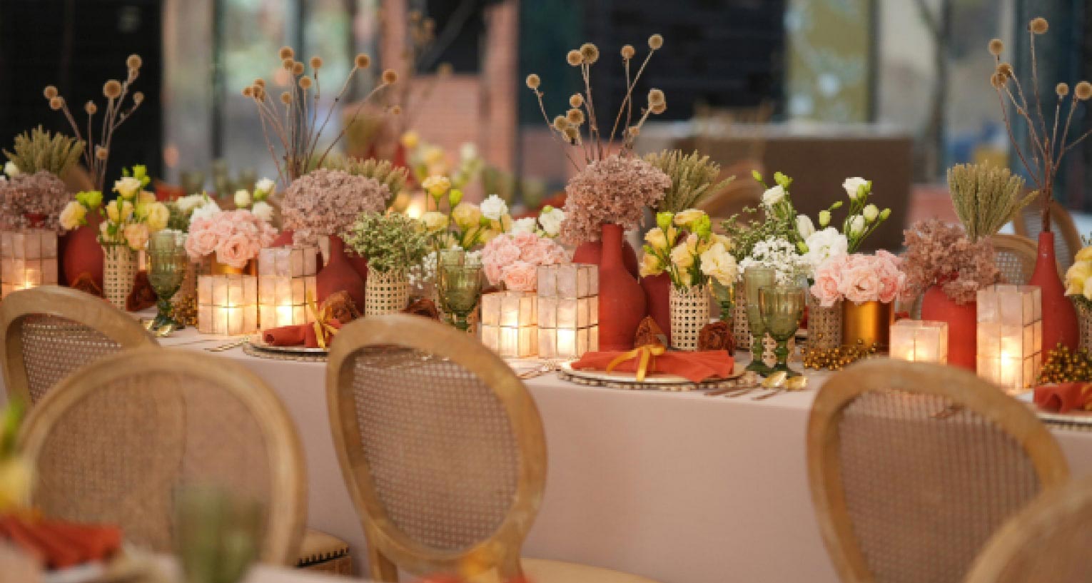 Whimsical themed styling, colorful table settings