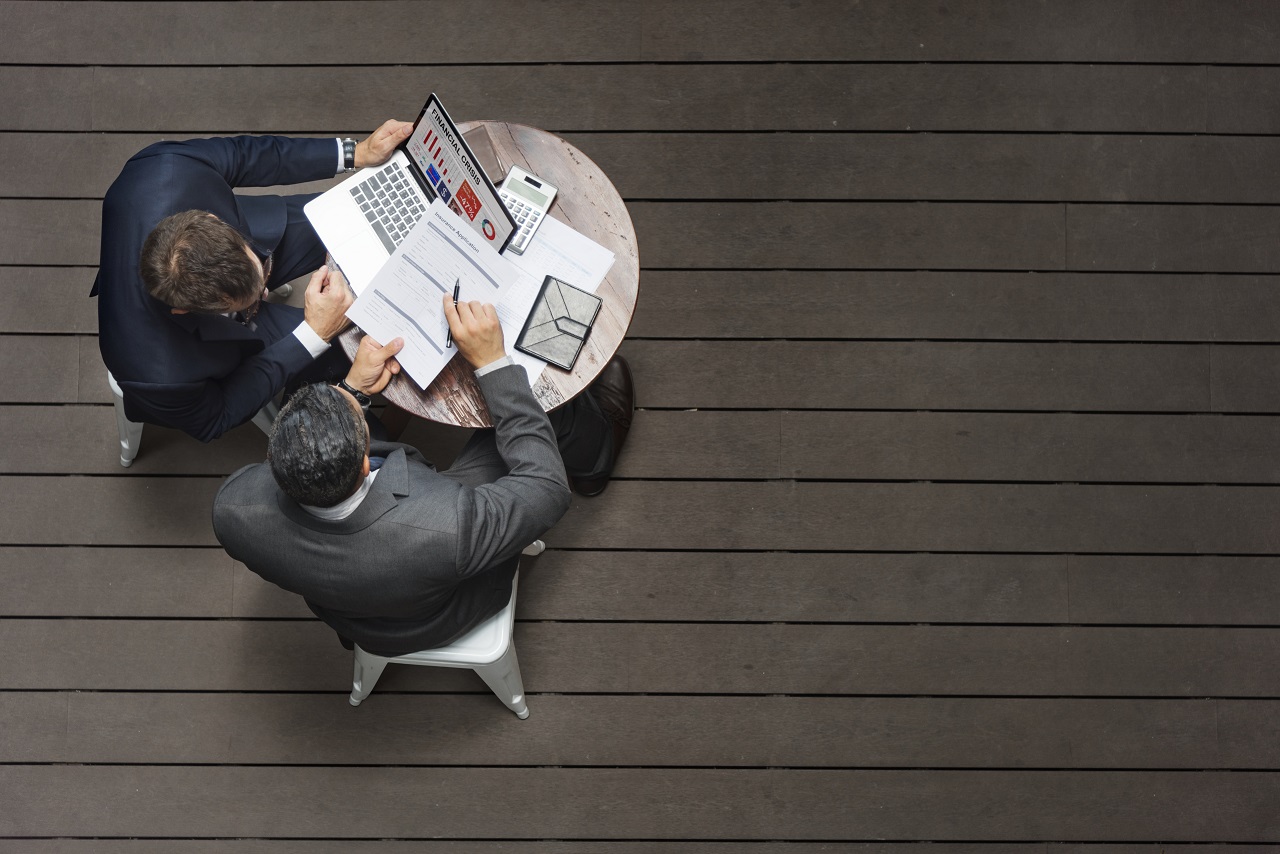 Two businessmen having a meeting