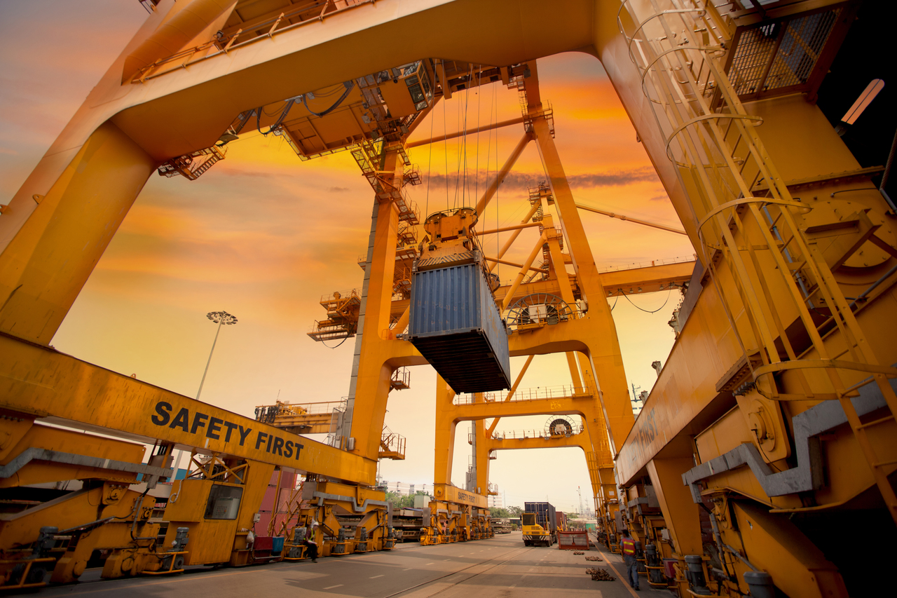 A container being lifted in a Philippine port