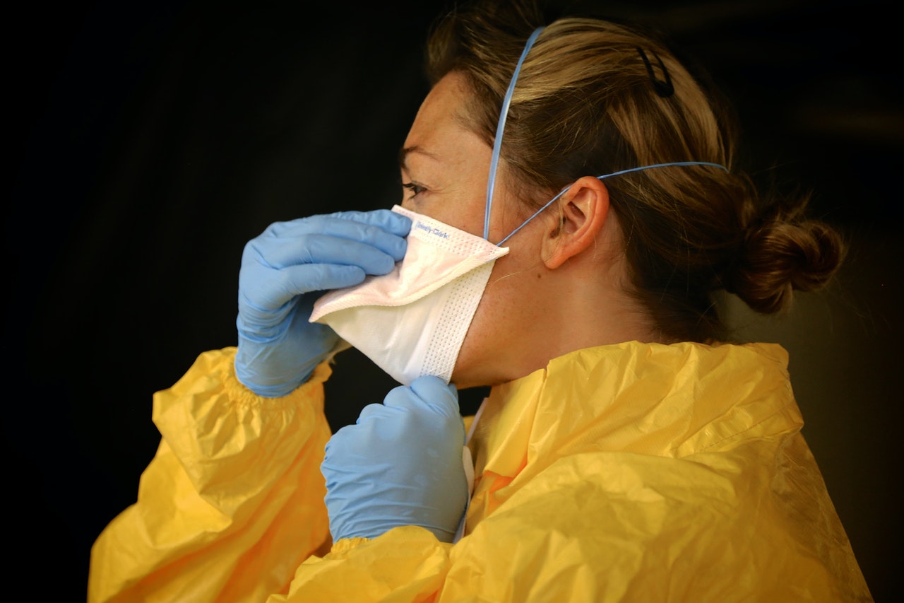 A person wearing personal protective equipment