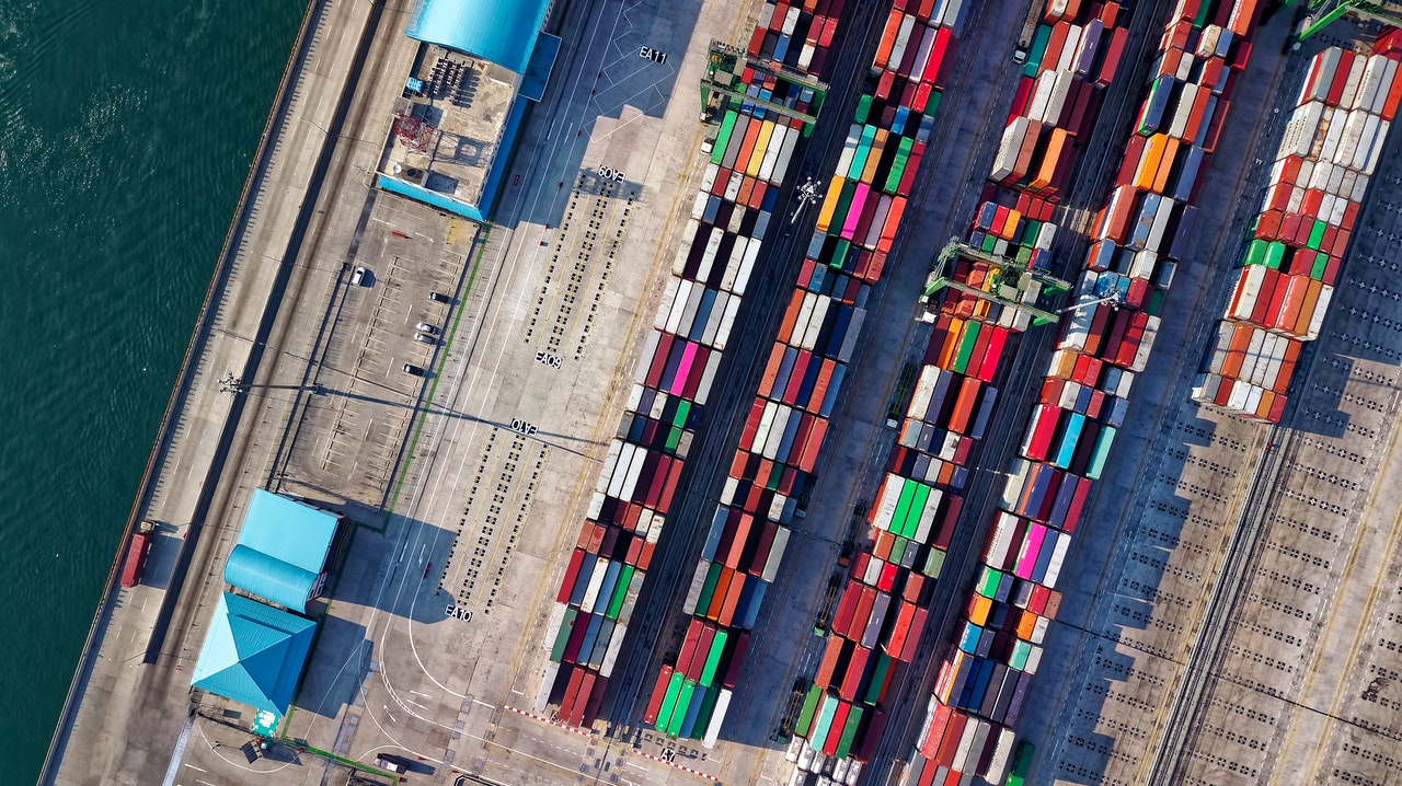 Aerial shot of a boat used to transport goods